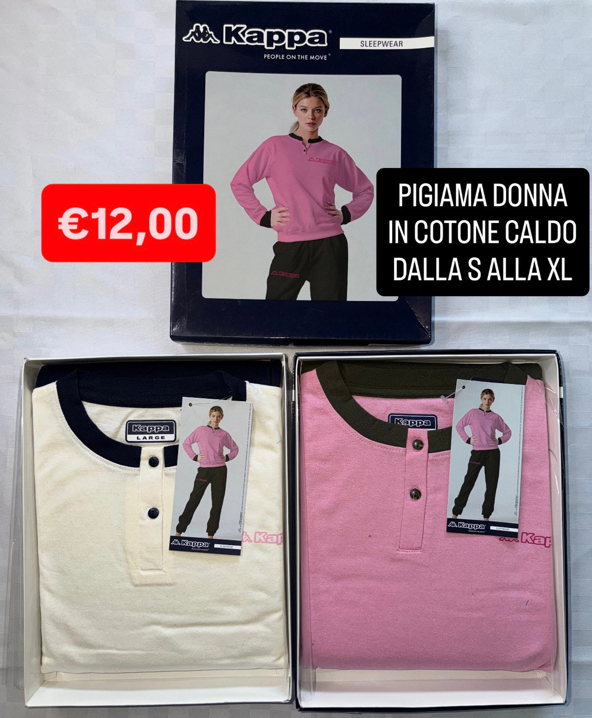 PIGIAMA DONNA IN COTONE CALDO Manica lunga e Pantalone lungo
