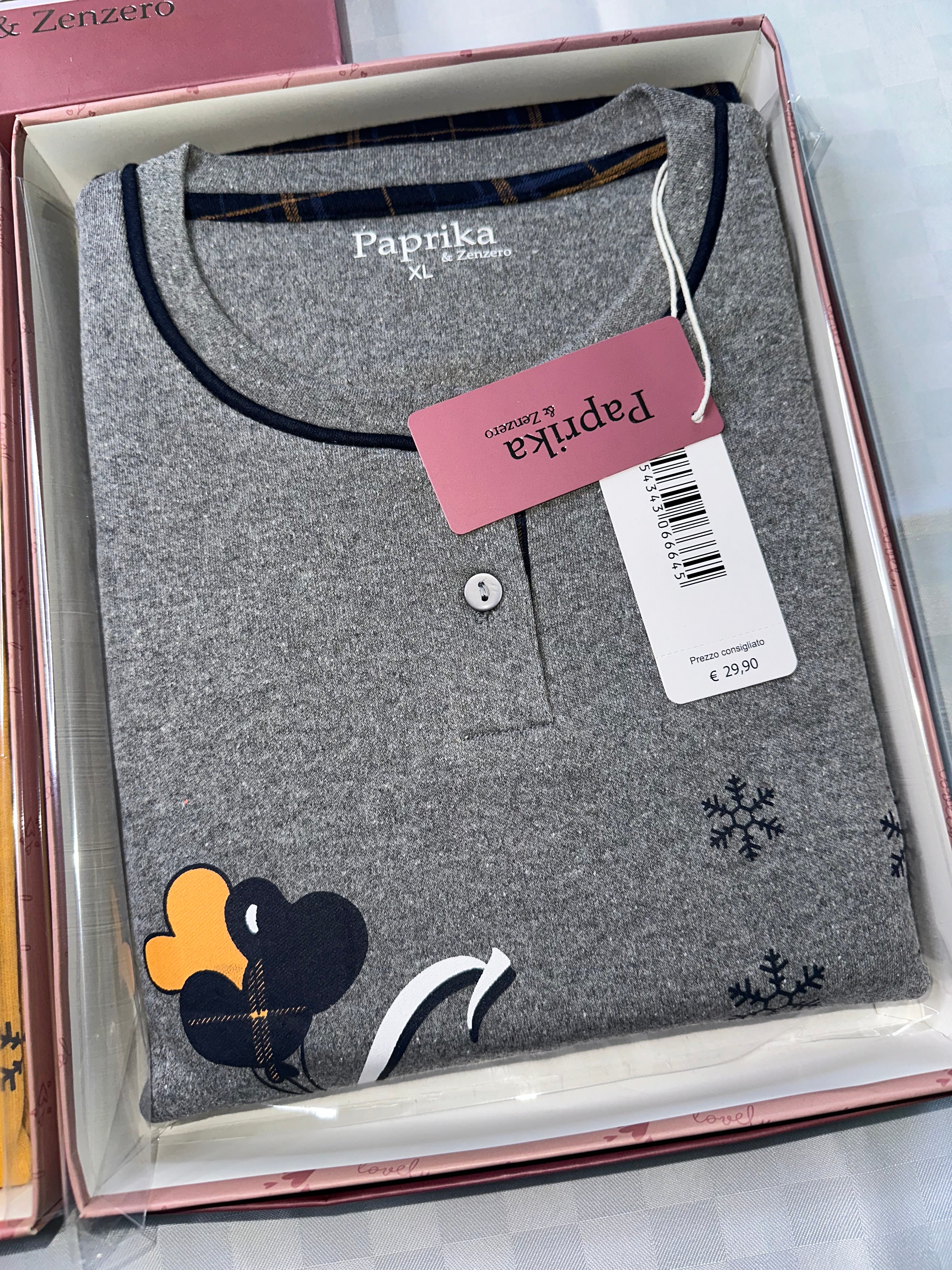 PIGIAMA DONNA IN COTONE CALDO MANICA LUNGA E PANTALONE LUNGO