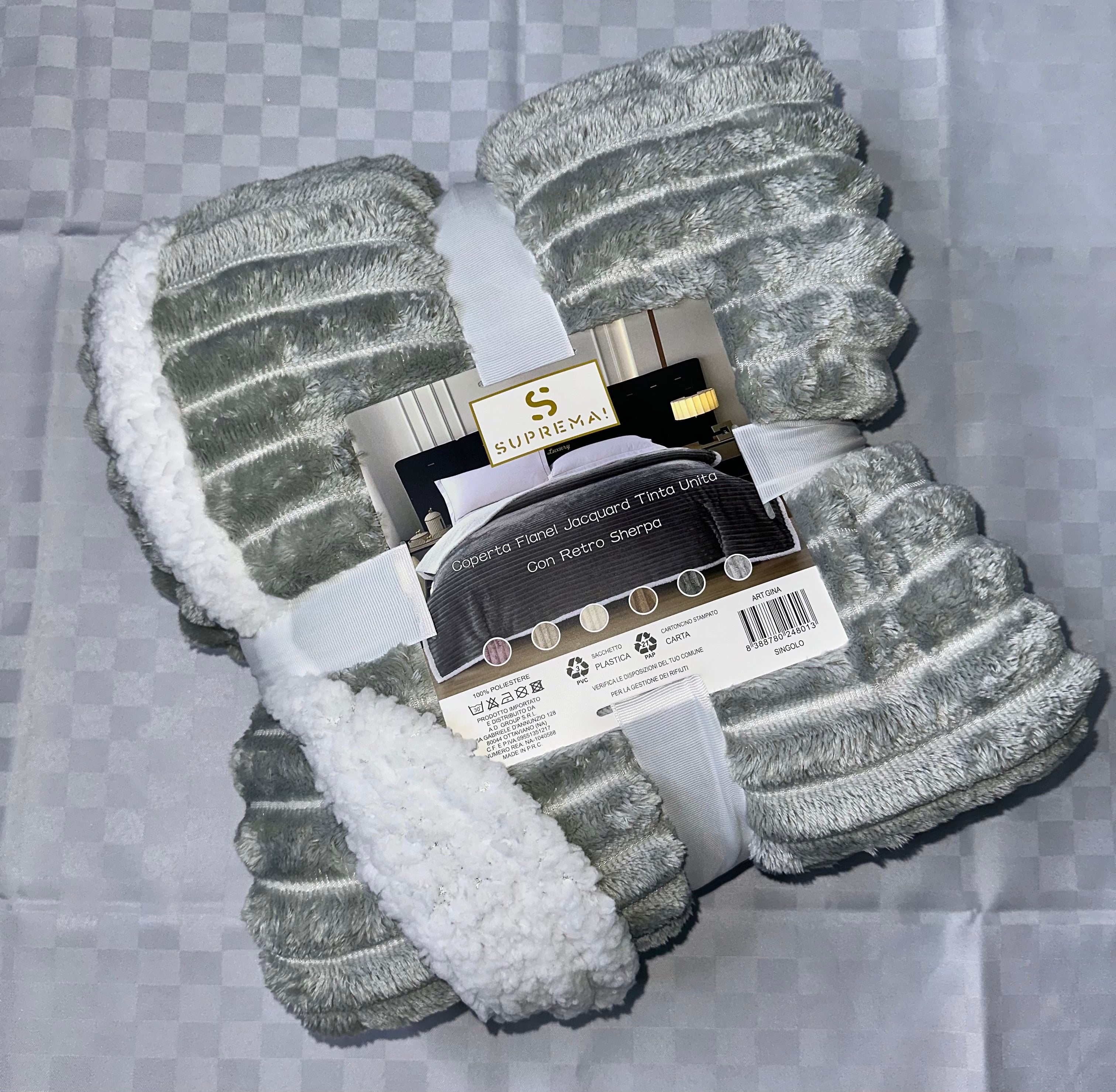 COPERTA PLAID IN MORBIDO PILE CON STRATO DI PELLICCIA SOTTO misura 160x200cm