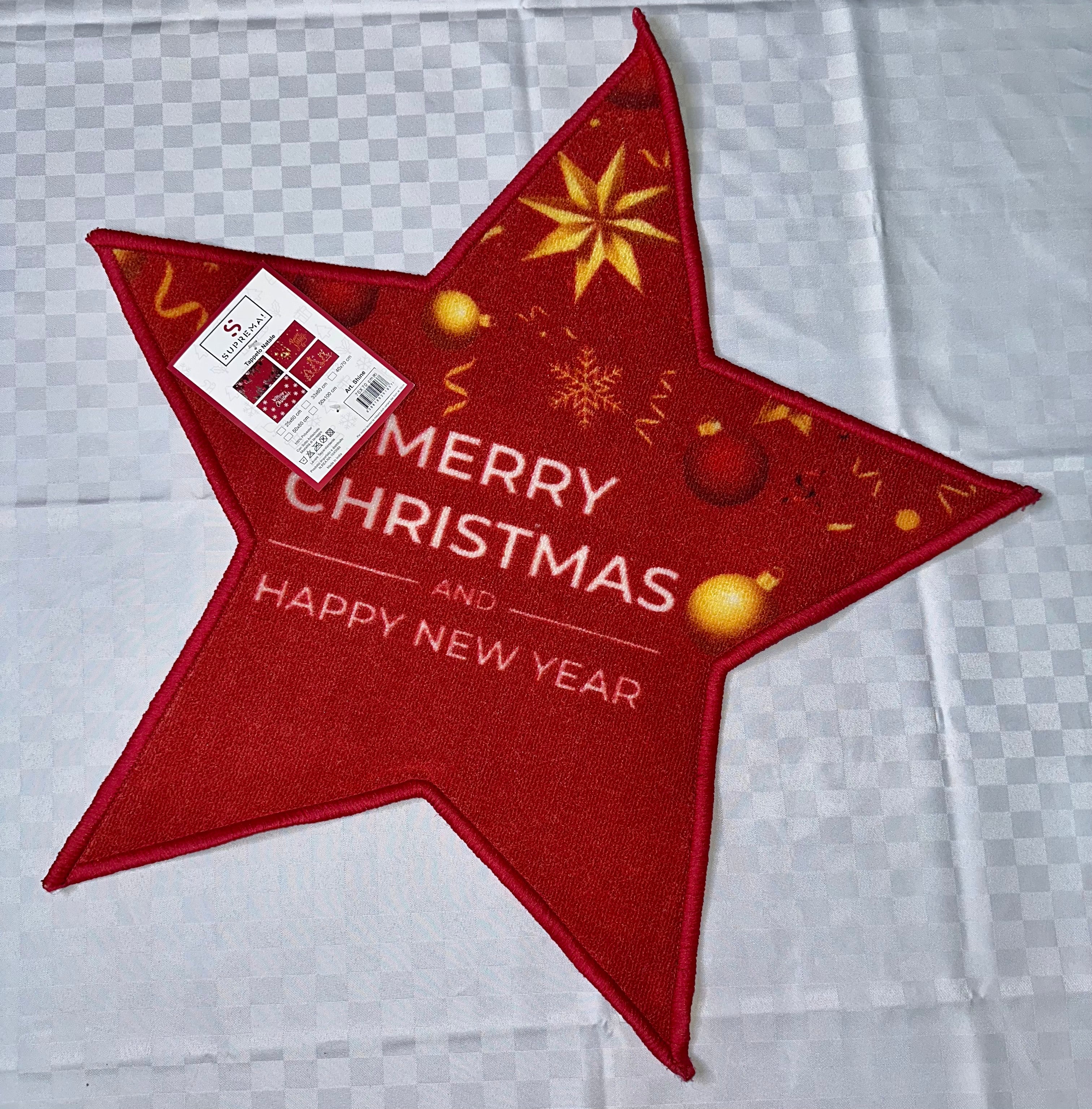 TAPPETO NATALIZIO ANTISCIVOLO A FORMA DI STELLA 70x70cm