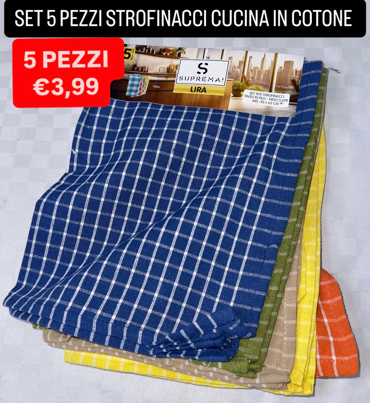STROFINACCI CUCINA SET DA 5 PEZZI IN COTONE