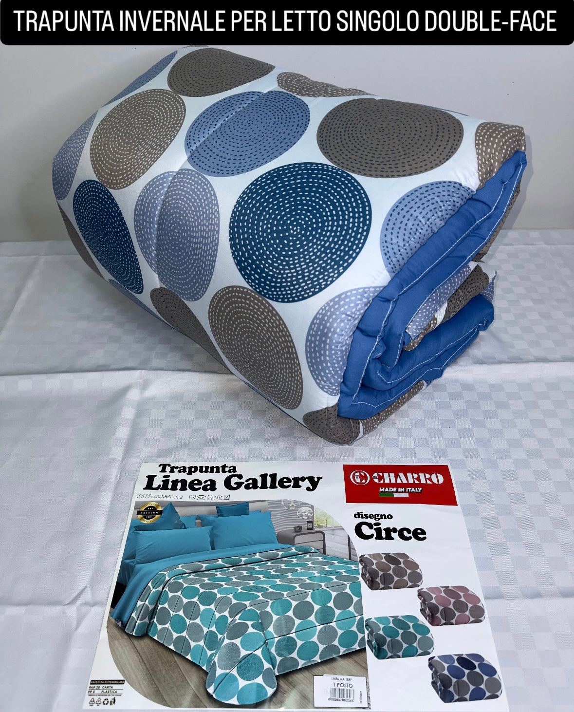 TRAPUNTA INVERNALE PER LETTO SINGOLO 170x250cm DOUBLE-FACE