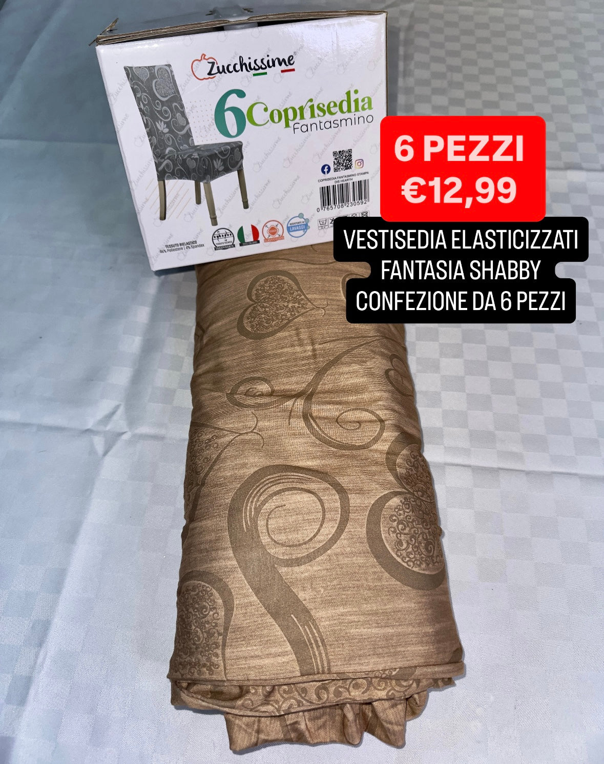 VESTISEDIA ELASTICIZZATI FANTASIA SHABBY CONFEZIONE DA 6 PEZZI