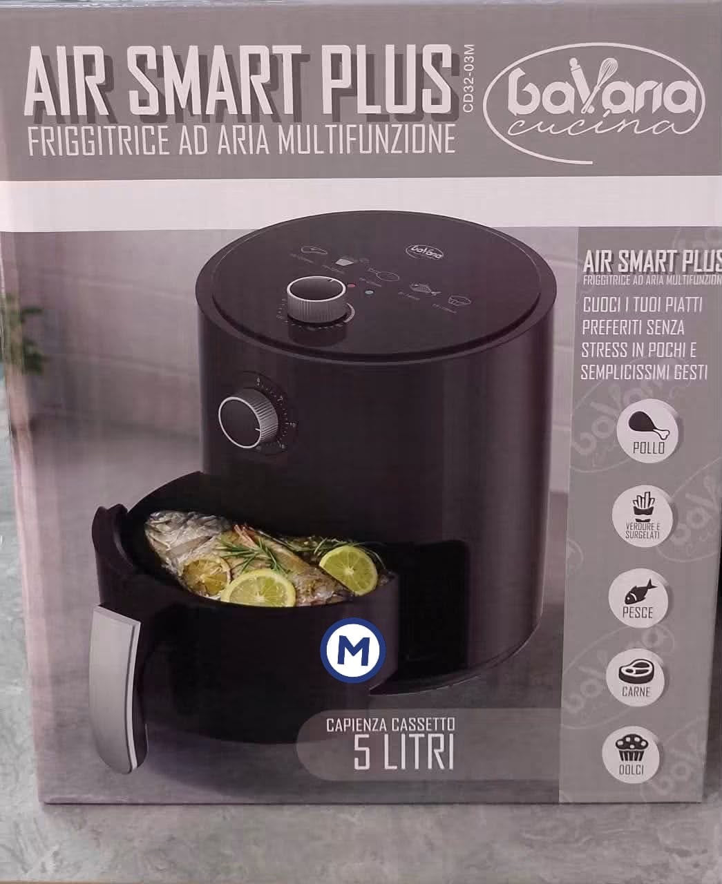FRIGGITRICE AD ARIA capienza di 6 LITRI con diverse modalità di cottura (POTENZA 1200W)