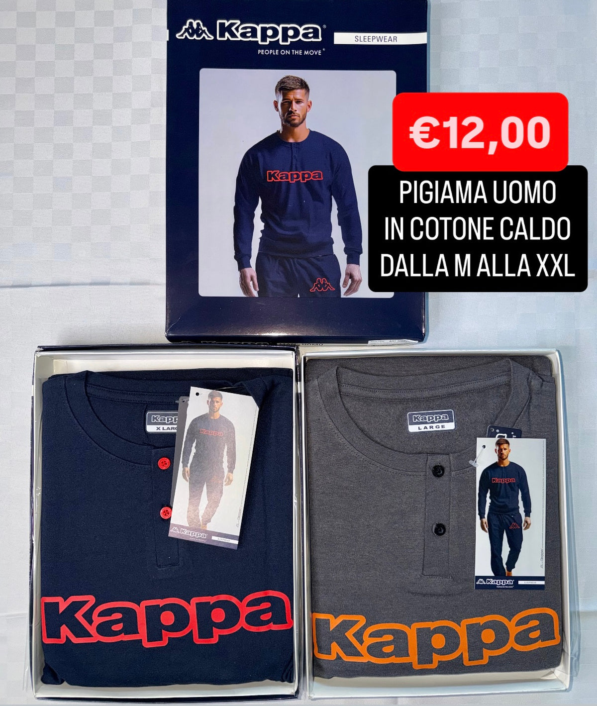 PIGIAMA UOMO IN COTONE CALDO Manica lunga e Pantalone lungo
