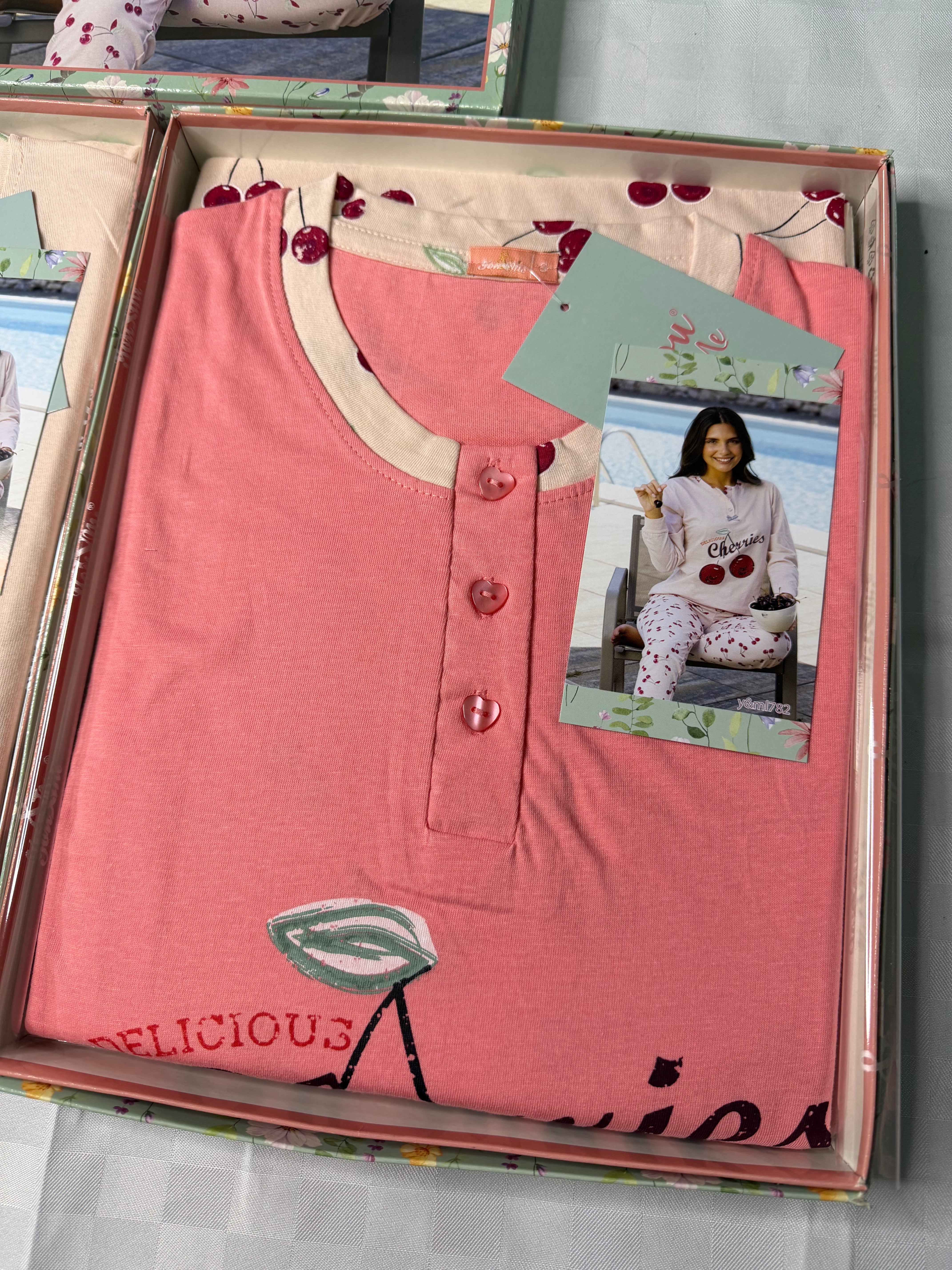 PIGIAMA DONNA IN COTONE MANICA LUNGA E PANTALONE LUNGO