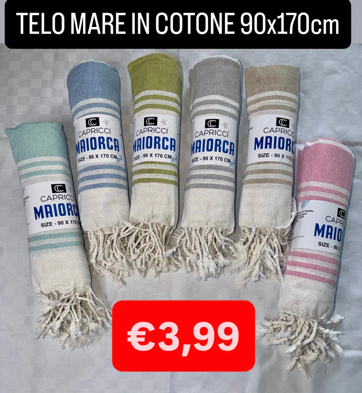 TELO MARE IN COTONE misura 90x170cm