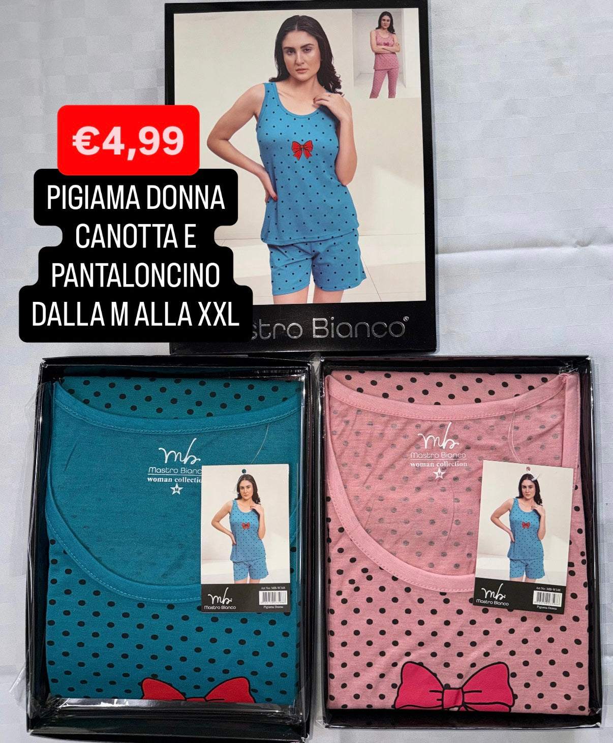PIGIAMA DONNA Canotta e Pantaloncino in cotone