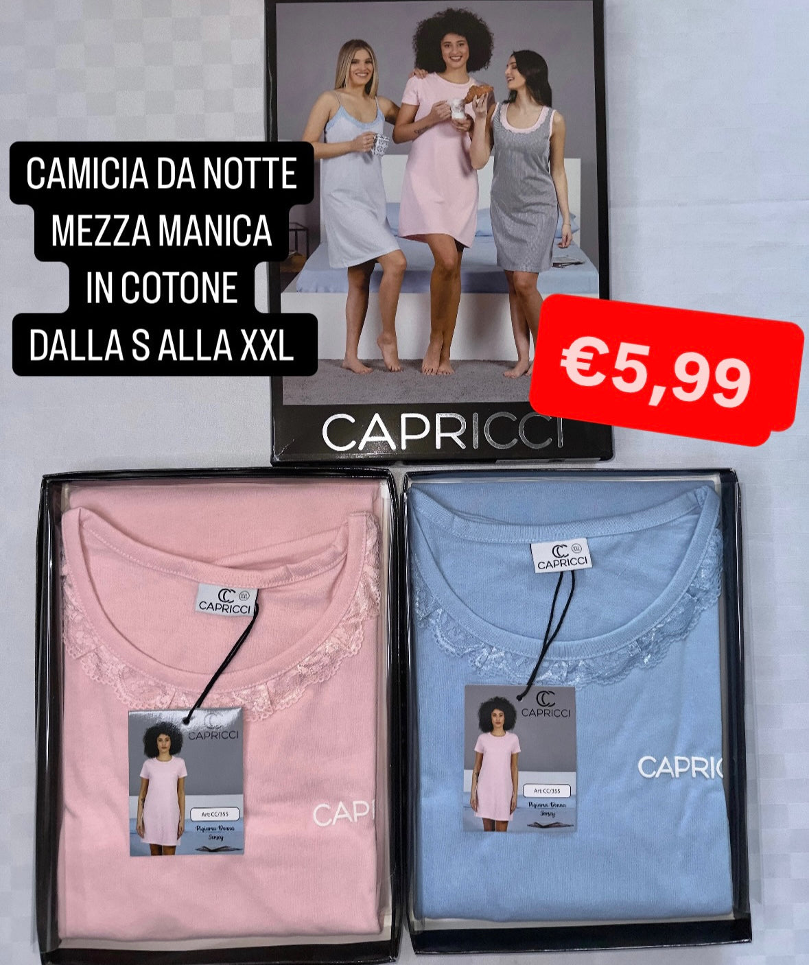 CAMICIA DA NOTTE MEZZA MANICA IN COTONE