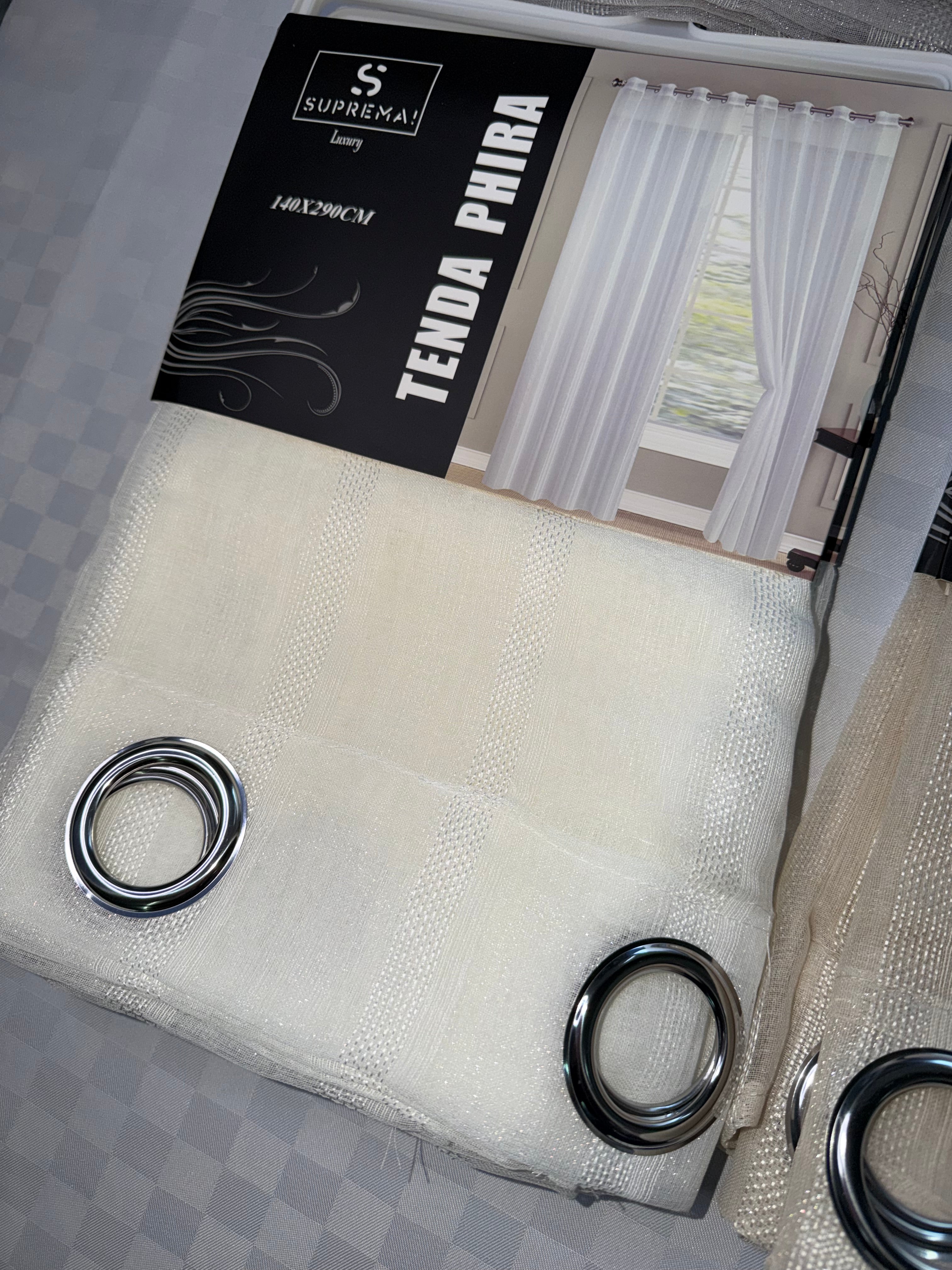 COPPIA DI TENDE PER INTERNI VELATE CONFEZIONE DA 2 TELI (OGNI TELO MISURA 140x290cm) art. Phira