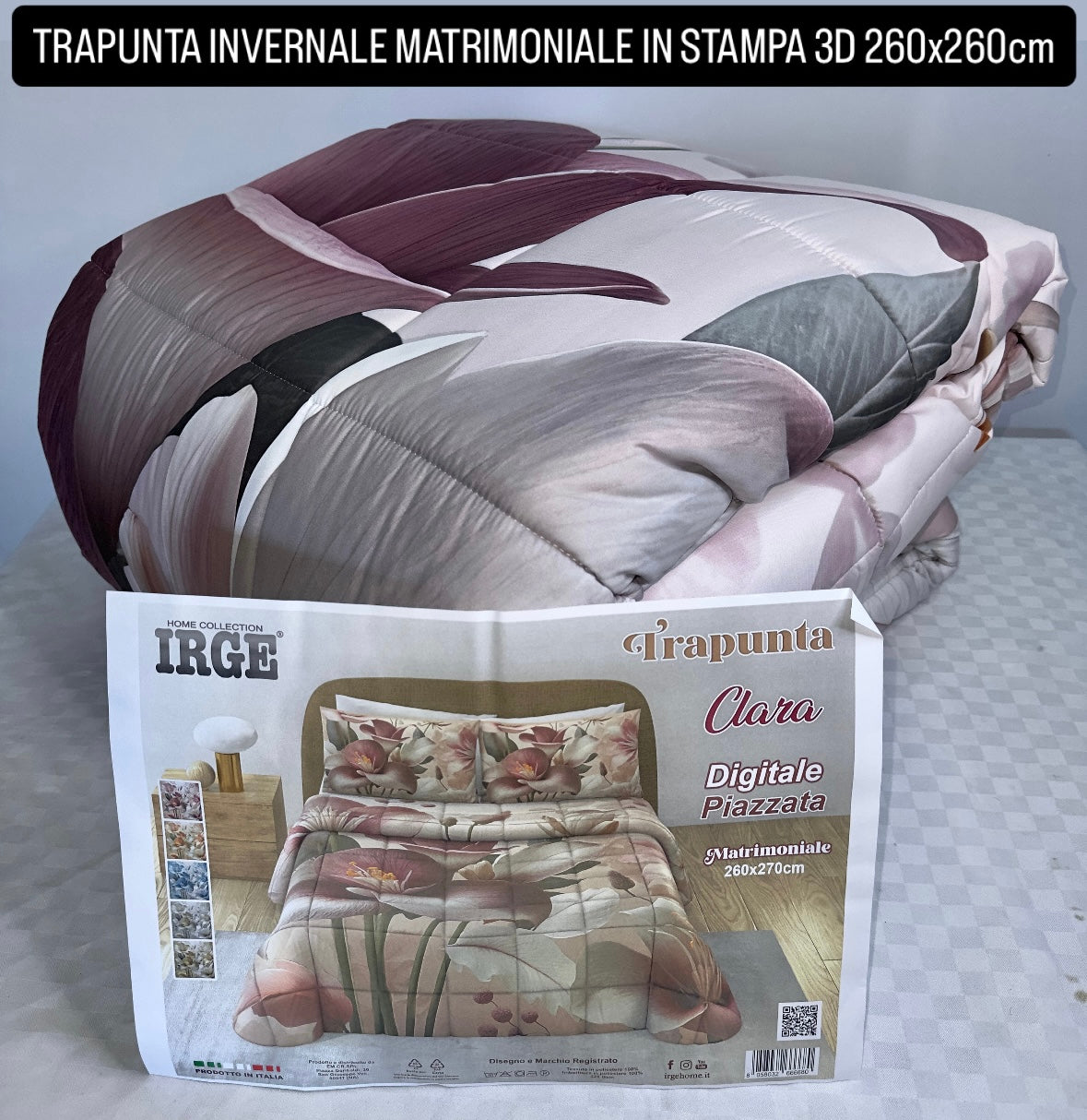 TRAPUNTA INVERNALE MATRIMONIALE IN STAMPA 3D Marta Marzotto 260x260cm