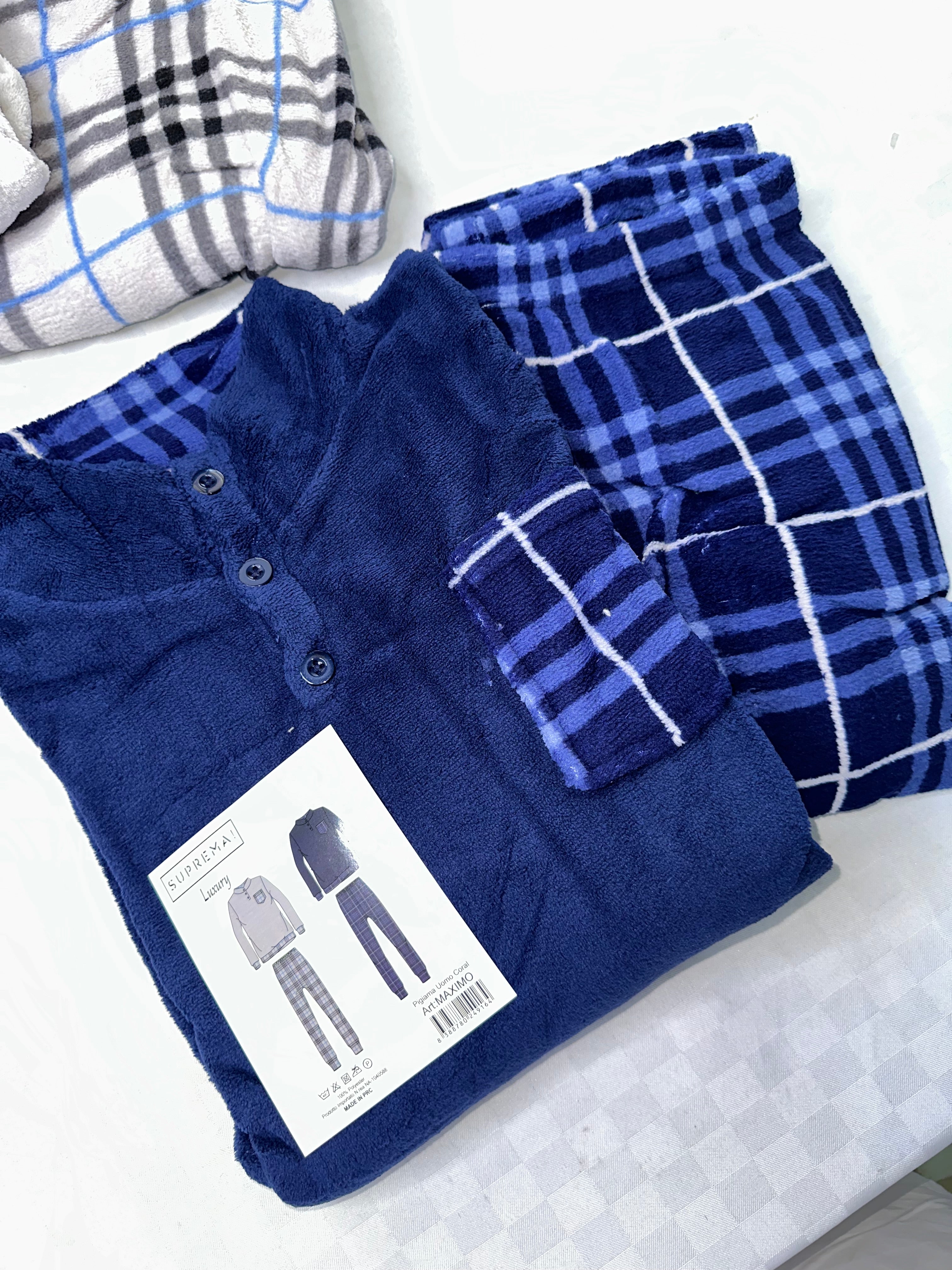 PIGIAMA UOMO IN MORBIDO PILE Manica lunga e Pantalone lungo