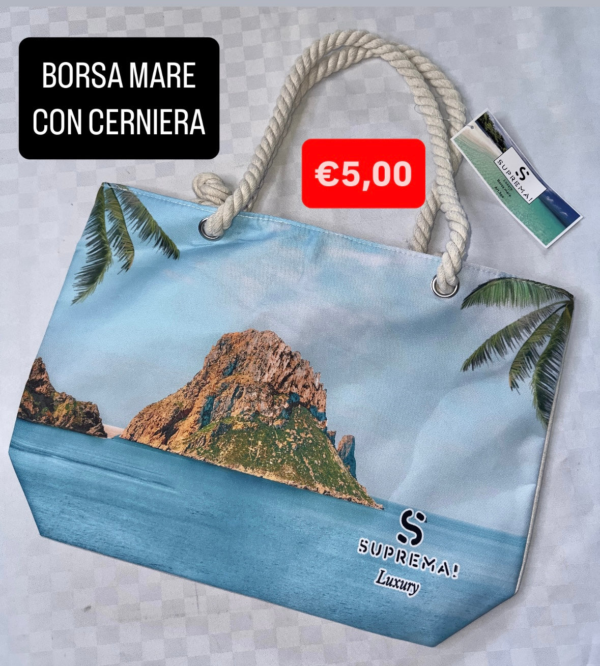 BORSA MARE CON CERNIERA 50x35cm