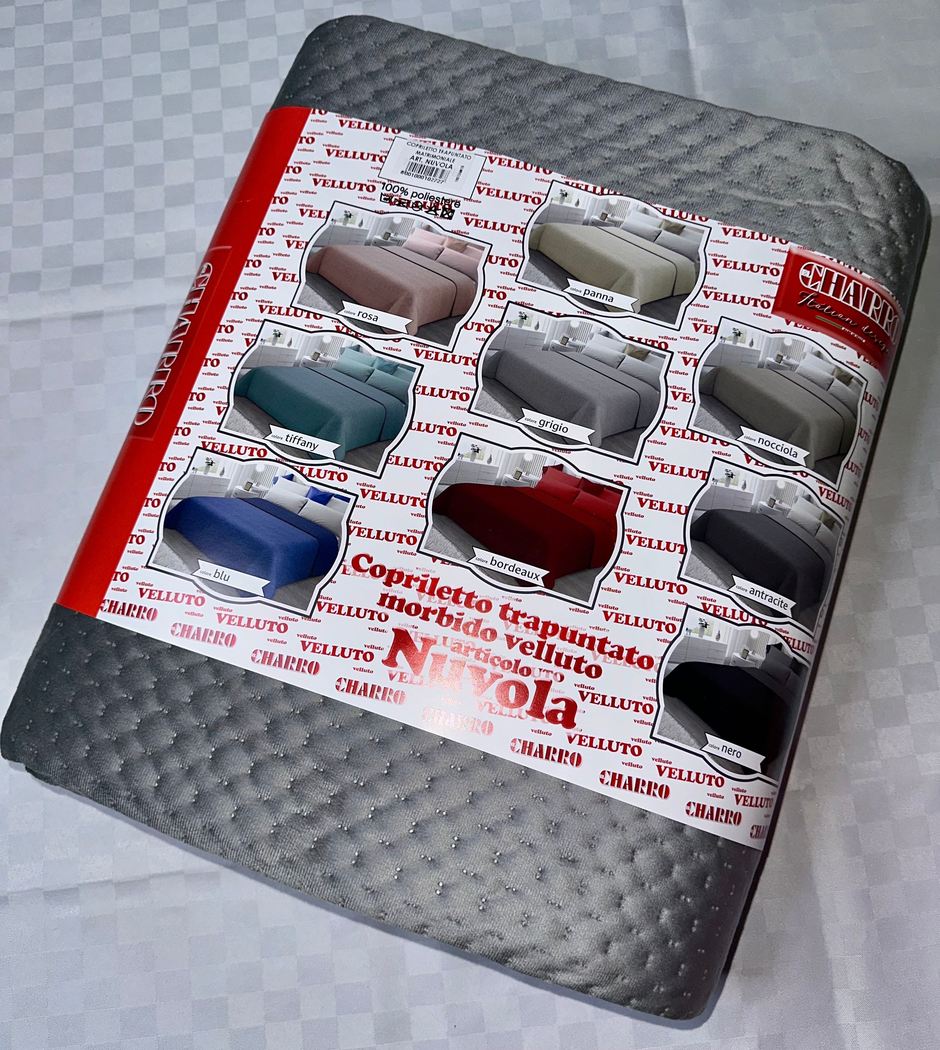 TRAPUNTINO PRIMAVERILE IN VELLUTO MATRIMONIALE misura 260x260cm CHARRO