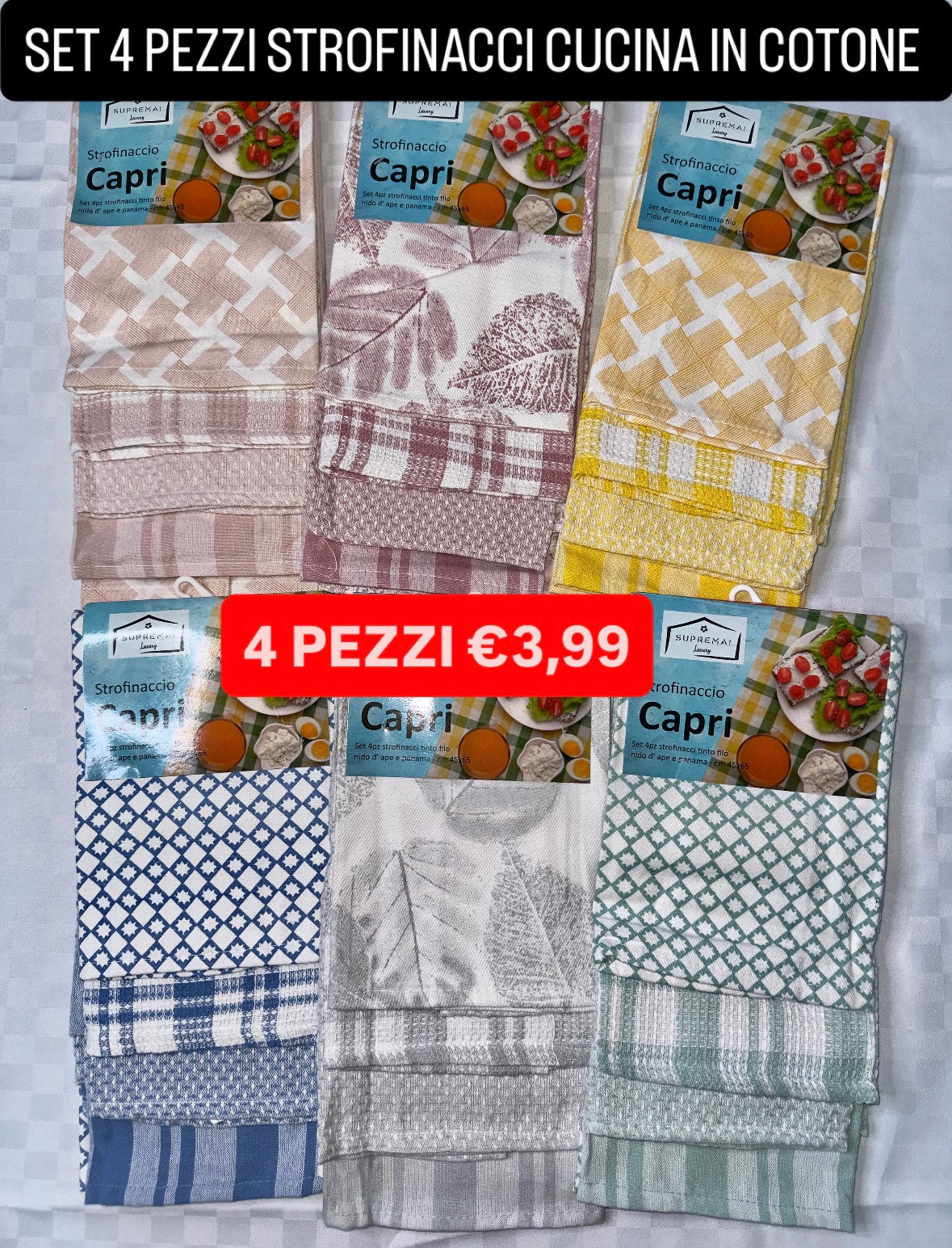 STROFINACCI CUCINA IN COTONE SET DA 4 PEZZI
