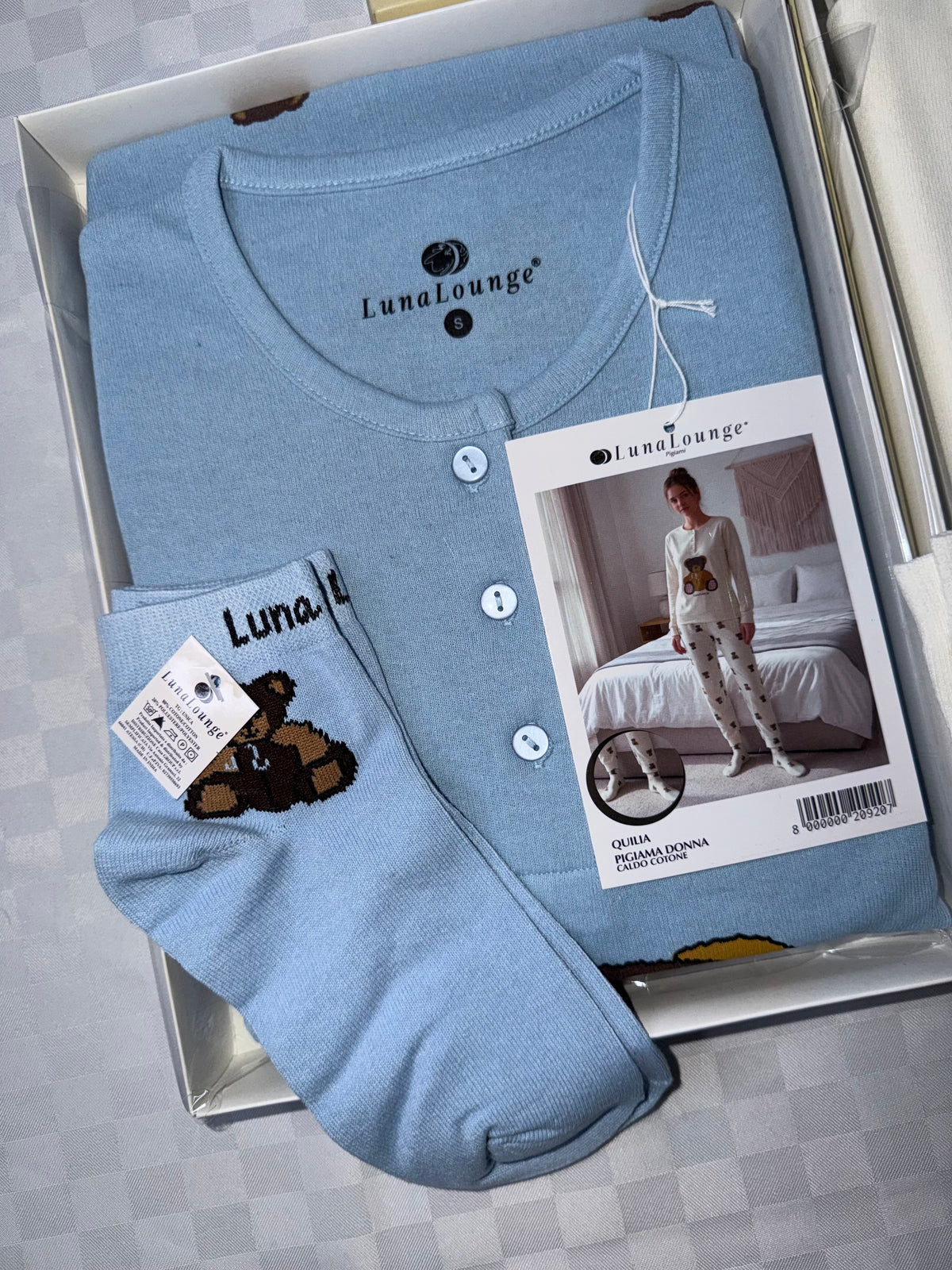 PIGIAMA DONNA IN COTONE CALDO Manica lunga e Pantalone lungo (COMPRESO DI CALZINI)