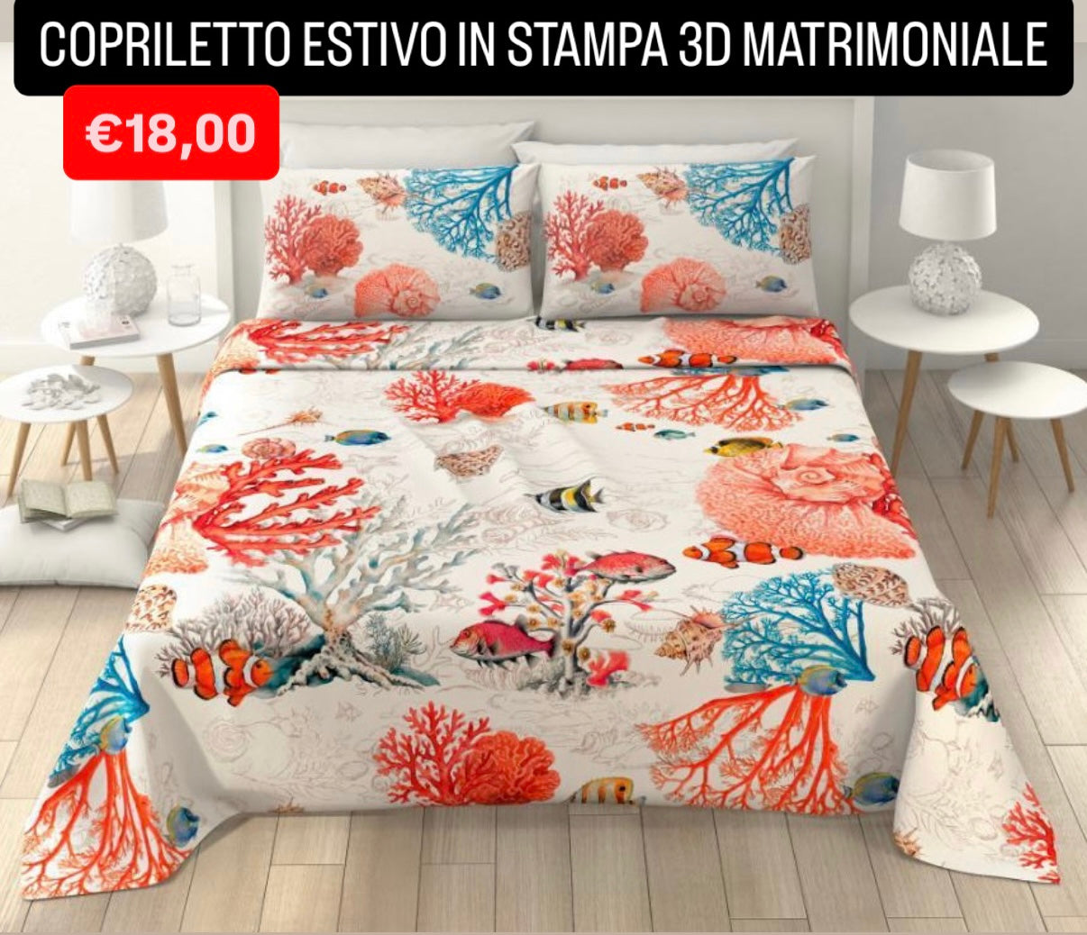 COPRILETTO ESTIVO IN STAMPA 3D MATRIMONIALE misura 260x250cm