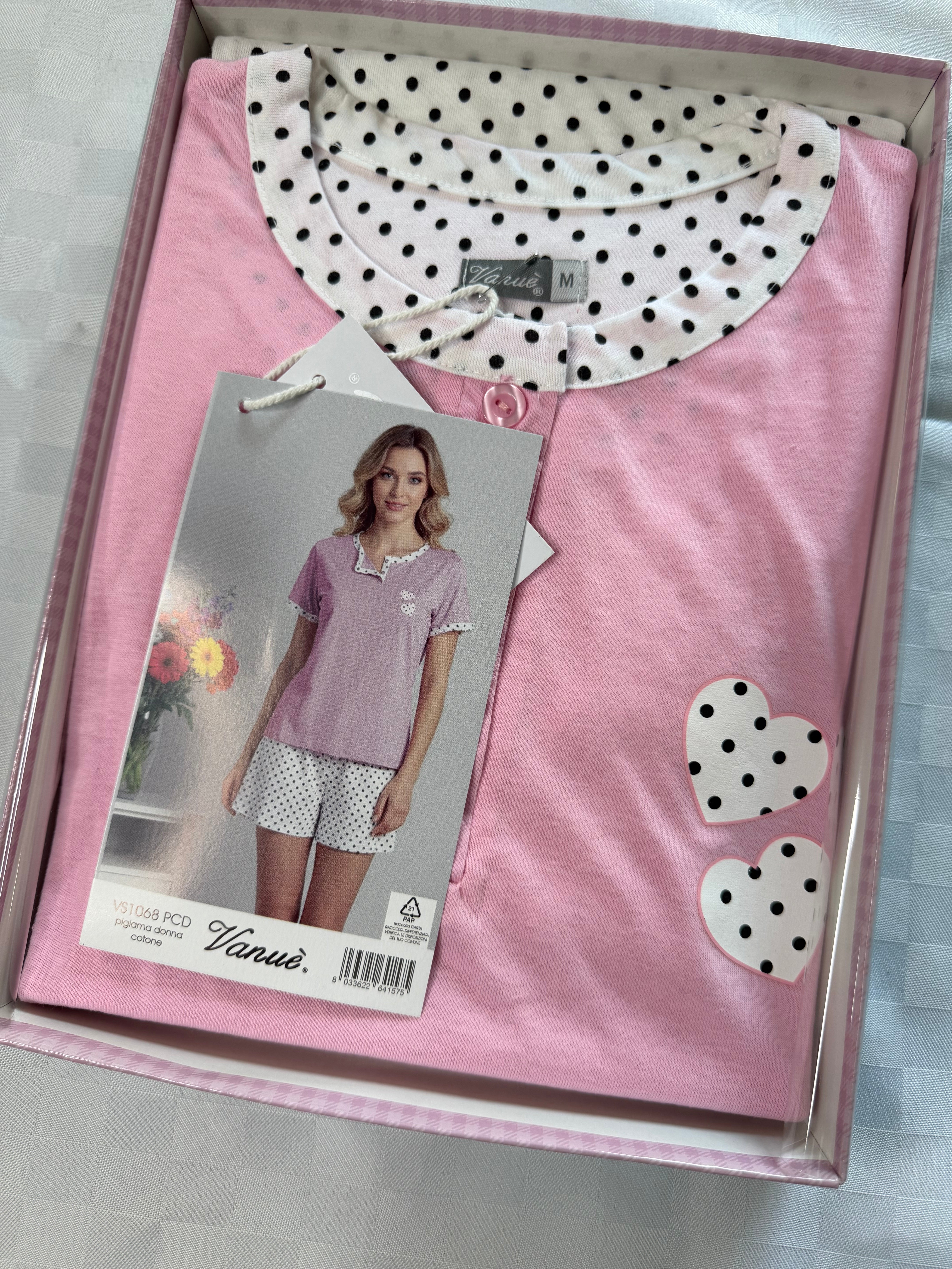 PIGIAMA DONNA Mezza manica e Pantaloncino in 100% cotone