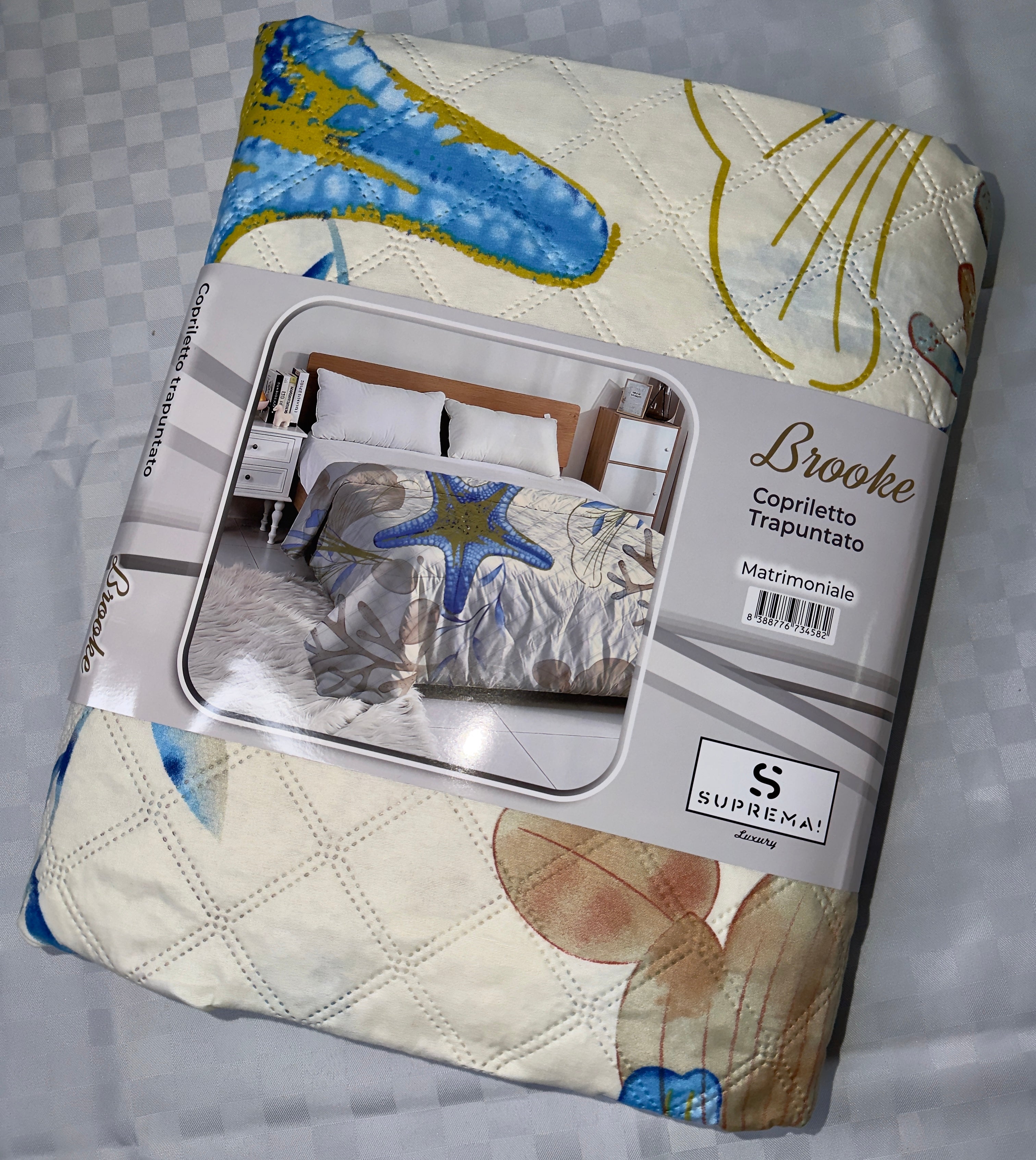 TRAPUNTINO PRIMAVERILE PER LETTO MATRIMONIALE misura 260x260cm fantasia Marina