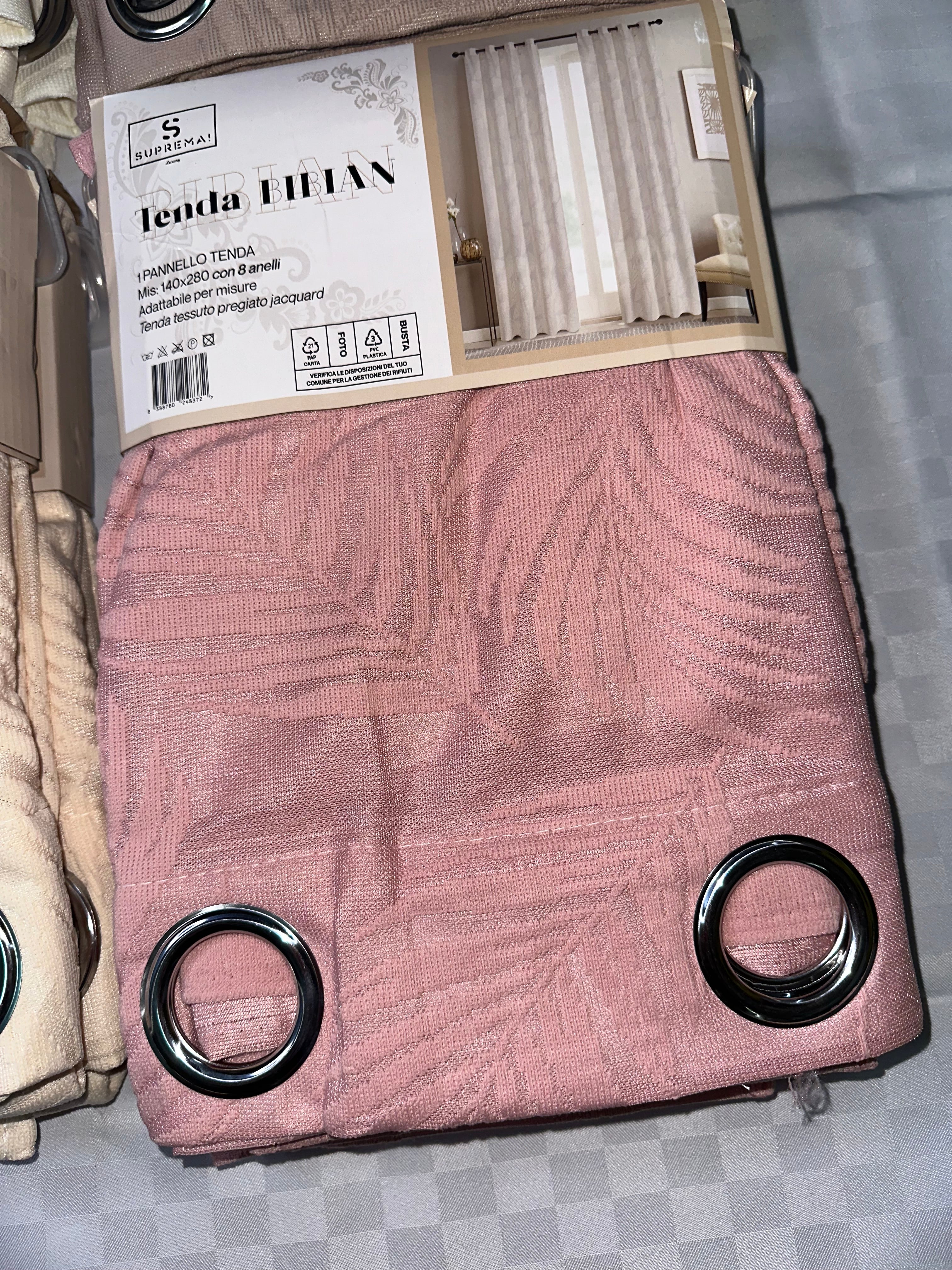 COPPIA DI TENDE PER INTERNI VELATE CONFEZIONE DA 2 TELI (OGNI TELO MISURA 140x280cm)art. Bibian