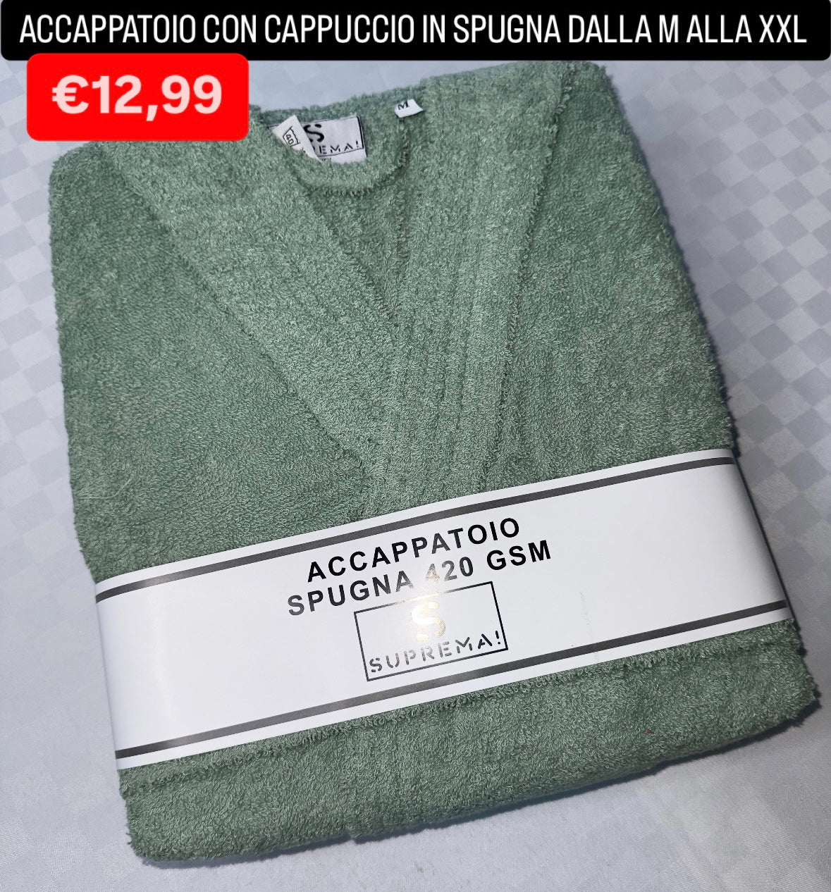 ACCAPPATOIO IN SPUGNA CON CAPPUCCIO E CINTURA